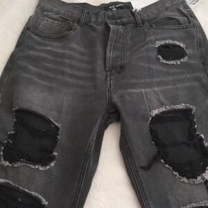 Blue SaVvy Distressed Gray Ripped Jeans